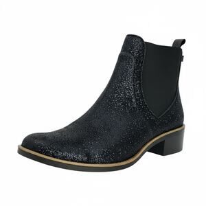 Kate Spade Sedgewick Glitter Rain Booties EU 39 US 8/9 Black Chelsea Boot Bow